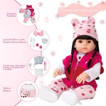Boneca Reborn Recém Nascida Girafa Baby 46cm Fala e Chora