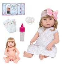 Boneca Reborn Recém Nascida Loira Completa Enxoval 13 Itens Boneca Reborn Recém Nascida Loira Completa Enxoval 13 Itens