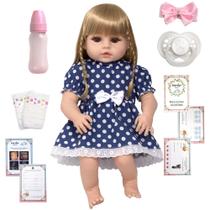 Boneca Reborn Recem Nascida Menina Loira Fofa Kit Acessórios Boneca Reborn Recem Nascida Menina Loira Fofa Kit Acessórios