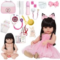 Boneca Reborn Recém Nascida Morena Bailarina Kit 24 Itens Boneca Reborn Recém Nascida Morena Bailarina Kit 24 Itens
