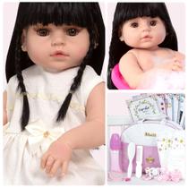 Boneca Reborn Recem Nascida Morena Linda 46cm Vários Itens Boneca Reborn Recem Nascida Morena Linda 46cm Vários Itens
