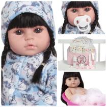 Boneca Reborn Recém Nascida Morena Linda Bolsa Acessórios