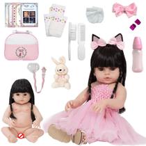 Boneca Reborn Recém Nascida Morena Roupa Bailarina 22 Itens Boneca Reborn Recém Nascida Morena Roupa Bailarina 22 Itens