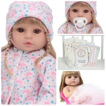 Boneca Reborn Recém Nascida Princesa Macacão Flamingo Fofo