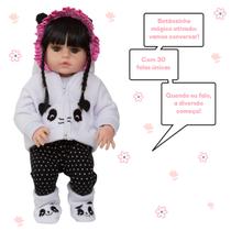 Boneca Reborn Recém Nascida Princesa Panda Baby Fala e Chora