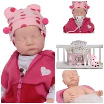 Boneca Reborn Rosa Olhos Fechados Girafinha com Pelúcia Boneca Reborn Rosa Olhos Fechados Girafinha com Pelúcia