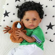 Boneca Reborn SCOM Bebê Negro Menino 51 cm Realista Recém-Nascido