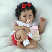 Boneca Reborn SCOM preta, garota afro-americana de 50 cm