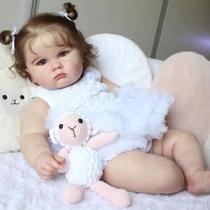 Boneca Reborn Silicone 60cm Realista - Pele Pintada 3D - Presente