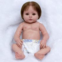 Boneca Reborn Silicone Bebê Realista Menina Cabelo Fio a Fio