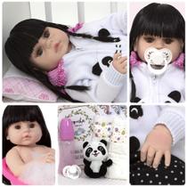 Boneca Reborn Silicone Bebê Realista Princesa Panda Completa