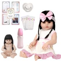 Boneca Reborn Silicone Gatinha Menina Realista Vários Itens