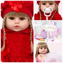 Boneca Reborn Silicone Loira Gatinha Enxoval Baby Itens