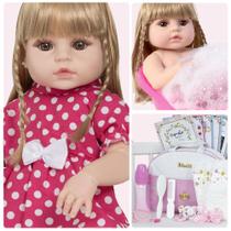 Boneca Reborn Silicone Menina Loira 20 Itens Envio Imediato