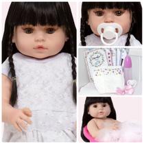 Boneca Reborn Silicone Morena Princesa Com Chupeta Itens