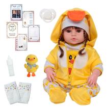 Boneca Reborn Silicone Pode Banho Roupa Patinho + Acessórios Boneca Reborn Silicone Pode Banho Roupa Patinho + Acessórios