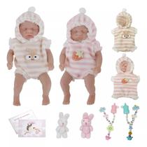 Boneca Reborn Silicone Sólido Gêmeos Menina e Menino Bebê Suave Brastoy 15cm Com Kit Roupa Acessórios Pelúcia Pode Tomar Banho Boneca Reborn Silicone Sólido Gêmeos Menina e Menino Bebê Suave Brastoy 15cm Com Kit Roupa Acessórios Pelúcia Pode Tomar Banho