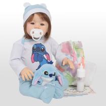 Boneca Reborn Stitch com Cabelo Real e Pelúcia + itens Boneca Reborn Stitch com Cabelo Real e Pelúcia + itens
