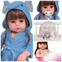 Boneca Reborn Valentina 100% Vinil Enxoval Elefante Fofinha