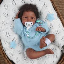 Boneca Reborn WOOROY preta realista de 45 cm com acessório