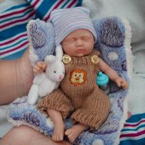 Boneca recém-nascida realista de corpo inteiro de silicone em miniatura de 18 cm