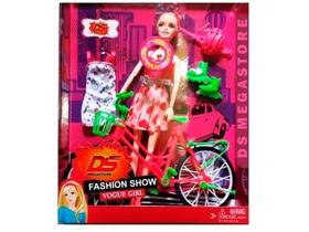 Boneca Safira Ciclista Musical + Bicicleta + Vestido Barlina