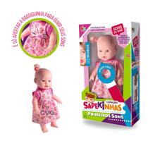 Boneca Sapekinha Primeiros Sons bebe que fala e faz sons de bebe chora 478