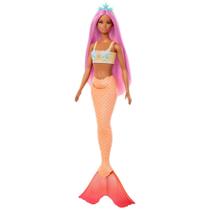 Boneca sereia Barbie com acessório de cabelo e bandana rosa Fantasy