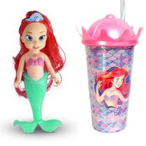 Boneca Sereia com Luz Acessórios e Copo da Pequena Sereia Boneca Sereia com Luz Acessórios e Copo da Pequena Sereia