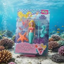 Boneca Sereia Nada de Verdade com Acessórios Fundo do Mar 7 Peças