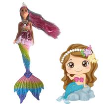 Boneca Sereia Que Brilha Para Menina Presente Dia Das Crianças Original