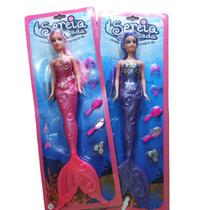 Boneca Sereia tipo barbie criança menina presente grande ark toys musical luz infantil