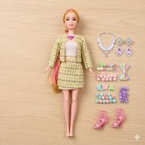 Boneca shining articulada com acessorios,luz e som