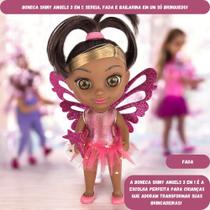 Boneca Shiny Angels 3 em 1 Sereia Fada e Bailarina Menina Criança Diversão Imaginação