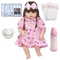 Boneca Silicone Bebê Reborn Bonita Com Cílios Enxoval
