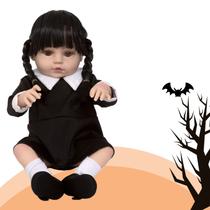 Boneca Silicone Morena Bonita Com Vestido Preto E Sapatinho - Cegonha Reborn Dolls