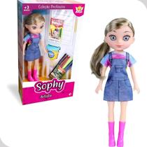 Boneca Sophy Artista 31cm com Giz, Canetinhas e Massinha Profissões