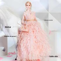 Boneca Supermodelo De 32cm, Vestido De Penas, Saia De Gaze, Acessórios Requintados, Conjunto De