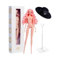 Boneca Supermodelo De Pele Rosa De 32 Cm Com Suporte Chapéu De Lã Moda Brinquedo Colecionável DIY Boneca Supermodelo De Pele Rosa De 32 Cm Com Suporte Chapéu De Lã Moda Brinquedo Colecionável DIY