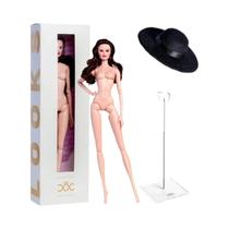 Boneca Supermodelo De Pele Rosa De 32 Cm Com Suporte Chapéu De Lã Moda Brinquedo Colecionável DIY