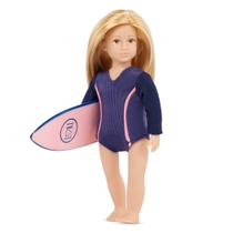 Boneca surfista Lori Mini de 6 polegadas com roupa de banho e prancha de surfe