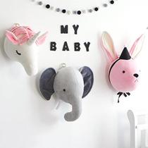 Boneca suspensa com cabeça de elefante para montagem na parede para quarto infantil