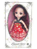 Boneca Sweet Girl 18cm Com Vestido Vermelho Poá Toys Import