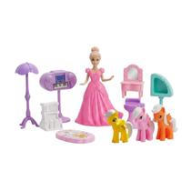 Boneca Sweet Home Vestido Rosa com Pôneis e Acessórios