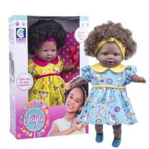 Boneca Tayla Negra Tipo Reborn Com Cabelo Bebe Cotiplas 2281 Boneca Tayla Negra Tipo Reborn Com Cabelo Bebe Cotiplas 2281