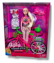 Boneca Tipo Barbie + Cachorro que faz coco + Bicicleta e patins + Grávida com carrinho diversas - Click diversão