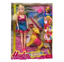 Boneca Tipo Barbie + Cachorro que faz coco + Bicicleta e patins + Grávida com carrinho diversas - Click diversão