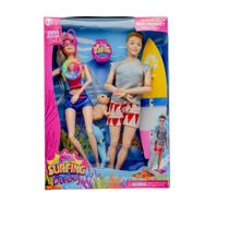 Boneca Tipo Barbie com Ken Casal mergulho/Surf + acessórios - Click diversão