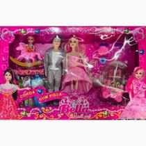 Boneca Tipo Barbie com Ken + Filha + Carrinho de Sorveteria e Acessórios