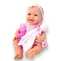 Boneca Tipo Bebê Reborn Dengo Rosa Abre O Olho C/ Acessórios - DiverToys